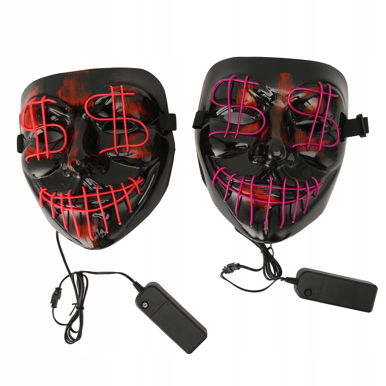 LED Face Shield 3 režimy nastaviteľná veľkosť pre Halloween 2ks
